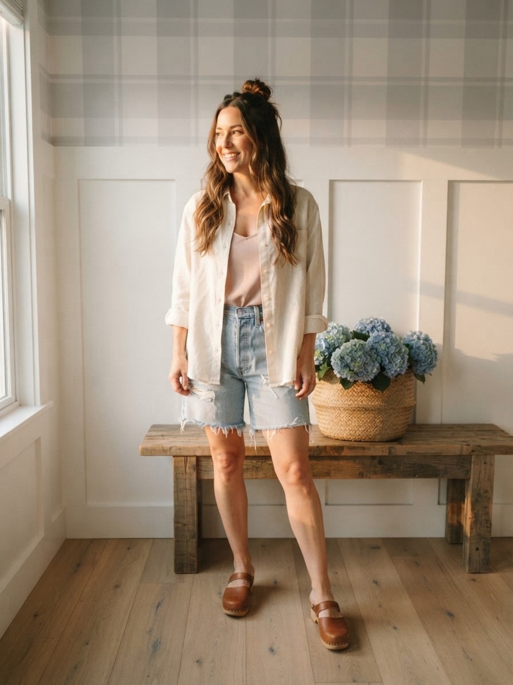 Levi's Light Blue Distressed High-Rise Denim Shorts 28